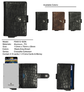 Porte-cartes CardHoda à texture crocodile, protection RFID, portefeuille court unisexe, fermeture à pression, design minimaliste - Product Image 3