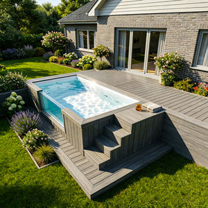 Piscina Familiar Profesional de Fibra de Vidrio, Piscina Elevada con Escalera de 5 Peldaños, Portátil, Fácil de Instalar en el Techo, Piscina Contenedor - Product Image 1