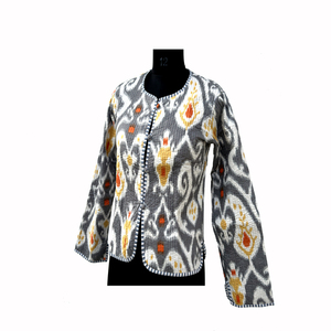Veste en polaire réversible pour femme à motif floral imprimé coloré, manteau d'hiver court avec doublure en coton respirant - Excellent prix - Product Image 4