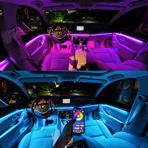 Nouveau kit d'éclairage d'ambiance RGB universel pour l'intérieur de voiture, synchronisation musicale, bande LED fluide pour la décoration automobile, rénovation/mise à niveau, garantie - Product Image 3