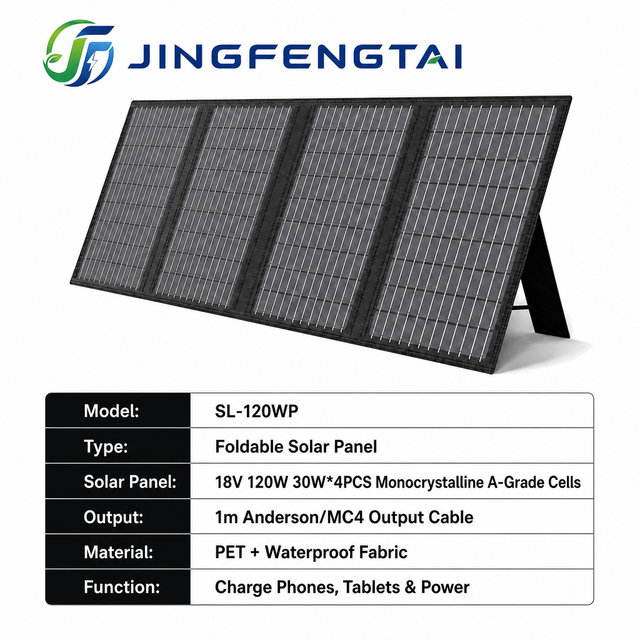 120W 18V Foldable Portable Monocrystalline Anderson for Solar Panel Charger for Power Station Camping RV Black JFT