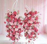 Arrangement floral en soie fait main IFG 150x60cm, fleurs artificielles romantiques roses, toile de fond pour les décorations de mariage et de la fête des mères