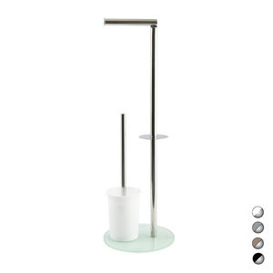 Soporte de Escobilla de Inodoro de Columna, Acero Inoxidable, Base Ovalada de Cristal, Gris Paloma, 32.5 cm de Longitud - Product Image 3