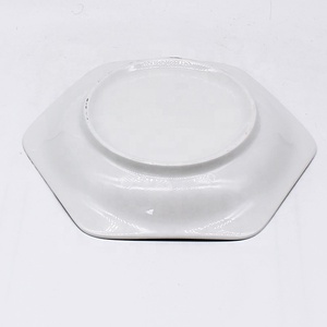 Assiette en porcelaine hexagonale au design noble et élégant de 8 pouces Assiette d'impression écologique pour vaisselle cuisine mariage - Product Image 6