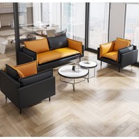 Nouvelles tendances de vente en gros de lumière de luxe petit bureau familial noir orange salle de réception canapé d'affaires