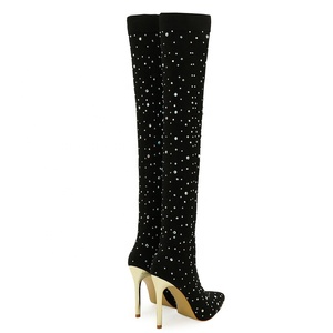 New Women Stretch Sock Over Knee <b>Boots</b> Diamonds Stiletto Skintight <b>Boots</b> Ladies Long Pointed Toe Long Skintight <b>Boots</b> - Product Image 5