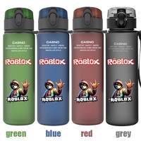 Bouteille d'eau givrée Roblox 560 ml en plastique avec impression Stitch Anime Game – Cadeau – Noir, bleu, vert, rouge – Grande capacité