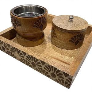Quemador de Incienso Mubkhar de Madera Ecológico Hecho a Mano con Bandeja para Incienso Aromático Indio, Bodas y Decoración del Hogar para Ramadán - Product Image 1