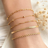 Bracelets en acier inoxydable minimalistes personnalisés en gros, étanches, chaîne trombone, chaîne chevrons, chaîne corde, chaîne serpent