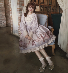 Bambola bib necklace del collare stampato soffici maniche lunghe lolita Gothic lolita costume della domestica di cosplay del <span class=keywords><strong>vestito</strong></span> Lolita dress - Product Image 3