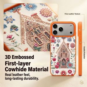 Coque de téléphone personnalisée avec logo en relief 3D et broderie texturée, motif floral, vente en gros directe fabricant pour iPhone 17 18 Pro Max - Product Image 5