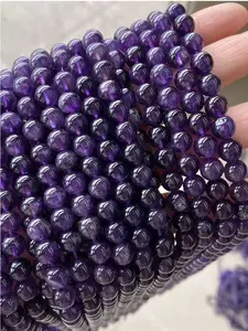 Natural Amethyst Gemstone Loose Beads For Jewelry Making DIY Handmade Crafts 4mm 6mm 8mm 10mm 12mm