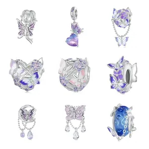 Fine Jewelry Pendants Bead Butterfly Charms 925 Sterling Silver Charms For Jewelry Making