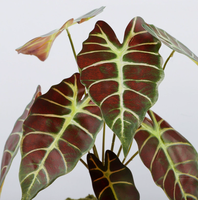 Vcare Lot de 10 feuilles de paon artificielles en plastique, plantes en pot Taro d'automne, décoration intérieure écologique pour salon de style nordique