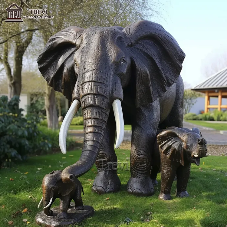 Esculturas de animales salvajes al aire libre Estatuas de elefante de latón de tamaño real fundido a la venta