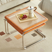 Table à thé et table basse carrées pliables en acier inoxydable moderne et durable pour le salon, meubles de maison