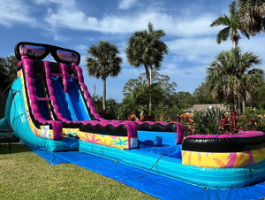 Toboggan aquatique gonflable commercial en PVC, toboggan humide et sec SIESTA FIESTA SLIDE, thème tropical pour événements en plein air - Product Image 1