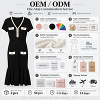 Robe Midi Tricotée Élégante d'Été pour Femme, Style Français, Col en V, Blocs de Couleurs, Manches Courtes, Taille Cintrée, Coupe Moulante, Vente en Gros OEM ODM