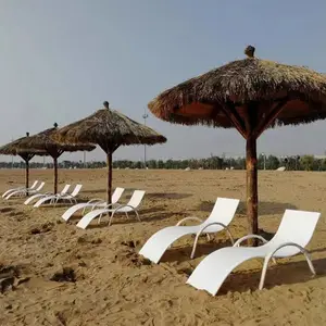 الصين مصنع الحديثة نمط الأبيض PE الروطان الخوص أثاث خارجي كرسي الشاطئ الشمس المتسكع السرير