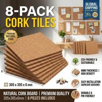 Tuiles de liège carrées auto-adhésives 305 mm x 305 mm x 6 mm, 8 paquets, 12 po x 12 po, couleur naturelle, écologiques, modernes, pour revêtement mural