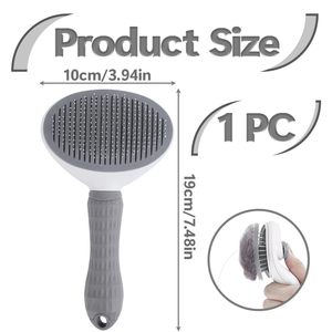Peigne démêlant pour chiens et chats à un bouton, brosse de toilettage pour animaux de compagnie, nettoyage et brossage des poils, pas cher - Product Image 2