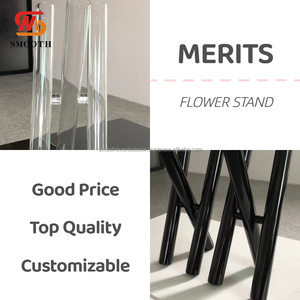 Elegante y Liso Soporte de Flores Negro Transparente, Centro de Mesa, Florero de Vidrio para Decoración de Bodas - Product Image 2