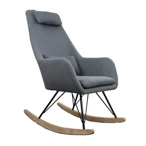 Comodo a dondolo sedia di svago con tessuto tappezzeria gambe in metallo braccio di sedia per soggiorno
