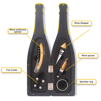 Ensemble de 5 ouvre-bouteilles à vin en métal avec logo personnalisé, ensemble cadeau vin très vendu avec bouchon de bouteille et verseur à vin pour les amateurs de vin