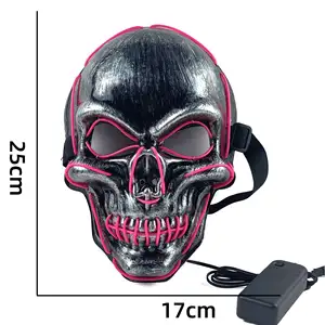 Masque squelette d'Halloween Led Masque lumineux à lumière activée par le son Masque EL