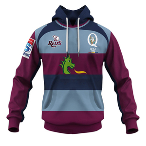 Felpa Rugby <span class=keywords><strong>a</strong></span> Maniche Lunghe <span class=keywords><strong>a</strong></span> <span class=keywords><strong>Righe</strong></span> Personalizzata, Maglia Classica <span class=keywords><strong>a</strong></span> <span class=keywords><strong>Righe</strong></span> Queensland Reds, Traspirante, Nuovo Articolo, Maglia Classica - Product Image 2