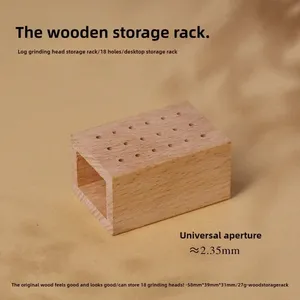 Support de rangement et présentoir en bois pour 18 embouts de ponceuse à ongles, boîte de rangement vide pour têtes de ponçage, étui organisateur pour outils de manucure - Product Image 6