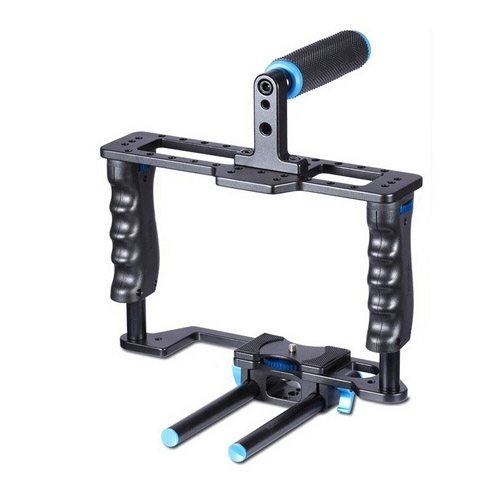 YELANGU YLG0107E-A Protective Camera Cage with Top Grip Handle Stabilizer for DSLR Camera