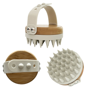 Cepillo Masajeador de Cuero Cabelludo de Silicona y Bambú para Champú, Eliminación de Caspa, Crecimiento del Cabello, con Logotipo Láser, Doble Uso, para Hogar y Salón - Product Image 3