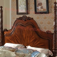 Cadre de lit à baldaquin California King, base plateforme robuste sculptée à la main avec motifs floraux, cadre de lit en bois massif pour matelas Cal King
