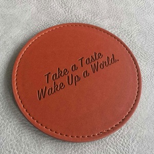 แผ่นรองแก้วหนังคุณภาพสูงแบบกำหนดเอง แผ่นรองแก้วหนัง PU ทรงกลม กันน้ำ แผ่นรองแก้วกาแฟ ทำความสะอาดง่าย - Product Image 1