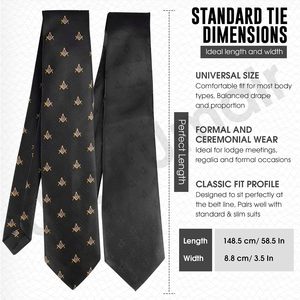 Cravates Maçonniques Classiques Personnalisées Écologiques avec Logo Franc-Maçon, Série en Soie Jacquard Imprimée par Transfert Thermique pour Usage Professionnel - Product Image 5