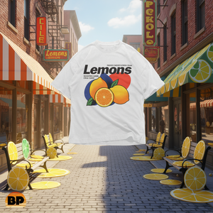 T-shirt Oversize Unisex con Stampa Limoni Grafica, Maglietta Streetwear Retrò con Stampa Agrumi - Product Image 3