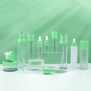 High-end PET thick wall cosmetic skin care set lotion sprayer bottle face cream jar for beauty packaging