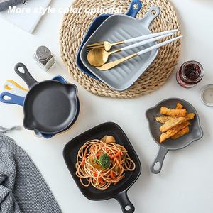 Juego de Platos Hondos Nórdicos para Pasta <span class=keywords><strong>y</strong></span> Lasagna, Cuadrados, de Cerámica Negra Mate, con Asa Individual - Product Image 5