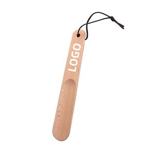 Chausse-pied en <span class=keywords><strong>bois</strong></span> de hêtre de 26 cm avec logo personnalisé, chausse-pied en corde et en cuir, chausse-pied à usage domestique pour hôtel unisexe - Product Image 1