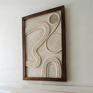 Arte Mural Texturizado con Cuerda de Estilo Wabi-Sabi para Interiores de Cafeterías - Product Image 1