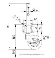 Roue de remorquage pliable en acier robuste Towdone de 57 mm avec support, capacité de 300 kg, pour caravane, bateau, remorque, pièces et accessoires