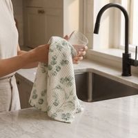 Serviette de cuisine personnalisée en tissu gaufré absorbant, torchon imprimé, serviette de séchage pour thé, OEM ODM