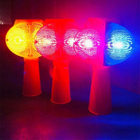 Luz de Advertencia Intermitente LED Solar de Doble Cara, Lámpara Ojo de Gato Roja y Azul para Conos de Tráfico, Barrera de Seguridad Vial, Construcción de Carreteras, Seguridad Nocturna