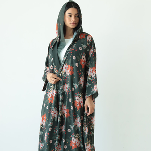 Leduo Customized New Style <b>Flower</b> Print Breathable Modest Floor Length Dress Loose-fitting style Abaya for Muslim - Product Image 1