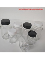 Bouteilles en verre transparent à large ouverture 30ml/60ml/100ml avec couvercle pour peinture de modélisme et réactifs chimiques