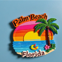 Autocollant magnétique pour réfrigérateur en résine de Floride avec motif et logo personnalisés, design de vacances à la plage