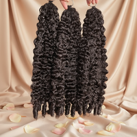 Extensions de cheveux humains bouclés birmanes à pointe effilée, pré-bouclées, pour tresses bohèmes, cheveux invisibles au crochet