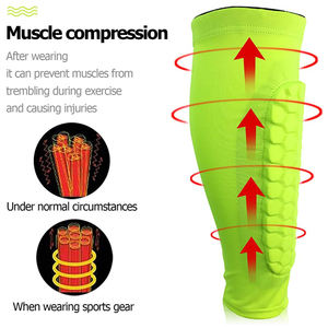 Fútbol Spandex Panal Espinilleras Pad Pantorrilla Mangas de compresión Soporte <span class=keywords><strong>Canilleras</strong></span> Pierna Manga - Product Image 3