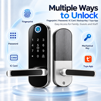 Serrure de porte sans clé avec empreinte digitale, carte IC, mot de passe, clé, application, serrure intelligente avec poignée réversible pour la maison et le bureau